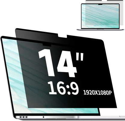 Magnetic Laptop Privacy Screen 14 Inch 16:10, Removable Matte Anti Glare Blue Light Filter - Computer Privacy Shield Not for 14" 16:9 Laptop