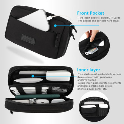 GOX Cable Organizer Travel Bag, Water Resistant Electronic Accessories Case, All-in-One Tech Storage Pouch for Chargers, Cords, Batteries,Phone, Hard Drive & Power Bank, Black