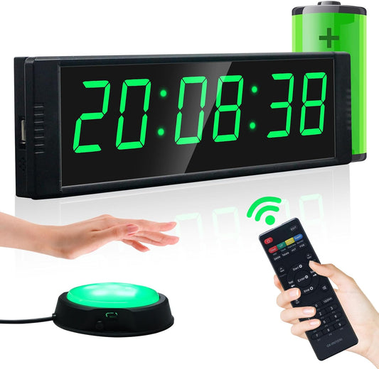 YZ Gym Timer Clock for Home Gym, Fitness Timer with Stopwatch Button, Large Digital Stopwatch Countdown Clock, 12/24H Digital Wall Clock, with Stand