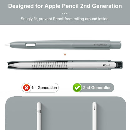 MoKo Holder Case Compatible with Apple Pencil 2nd Generation, Retractable Protective Apple Pencil Cover with Sturdy Clip, Hard PC Apple Pencil Case, Support Double-Tap, Dark Purple