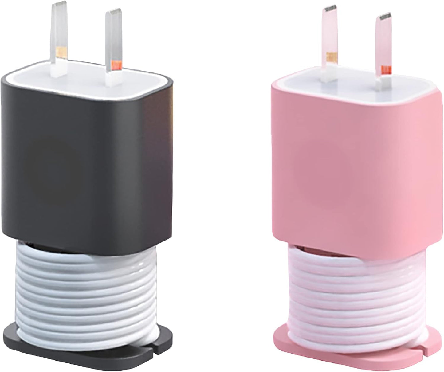 4-Pack 2 in 1 Silicone Charger Protector with Cord Wrap, iPhone Silicone Power Adapter Case, Snapback Charger Winder, Compatible with 18W/20W - 1.65 x 1.1 inches