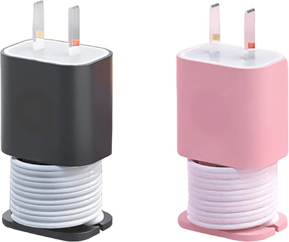 4-Pack 2 in 1 Silicone Charger Protector with Cord Wrap, iPhone Silicone Power Adapter Case, Snapback Charger Winder, Compatible with 18W/20W - 1.65 x 1.1 inches