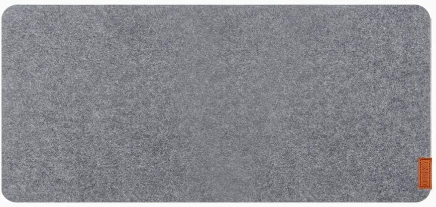 Desky Felt Desk Pad – Medium 24.4 x 11.8 Inch, Wool Felt Desk Mat with Anti-Slip Base – Light Grey – Keyboard & Mouse Surface for Office, Home, or Laptop Use