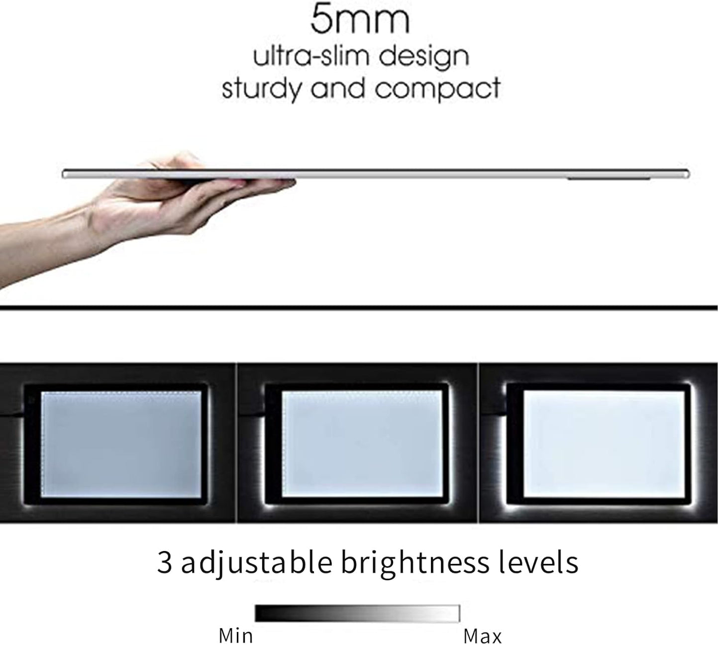 XIAOSTAR Light Box Drawing Pad A5, Tracing Board with Micro USB Cord Charge Cable and Brightness Adjustable for Artists, AnimationDrawing, Sketching, Animation, X-ray Viewing (A5) Not Rechargeable