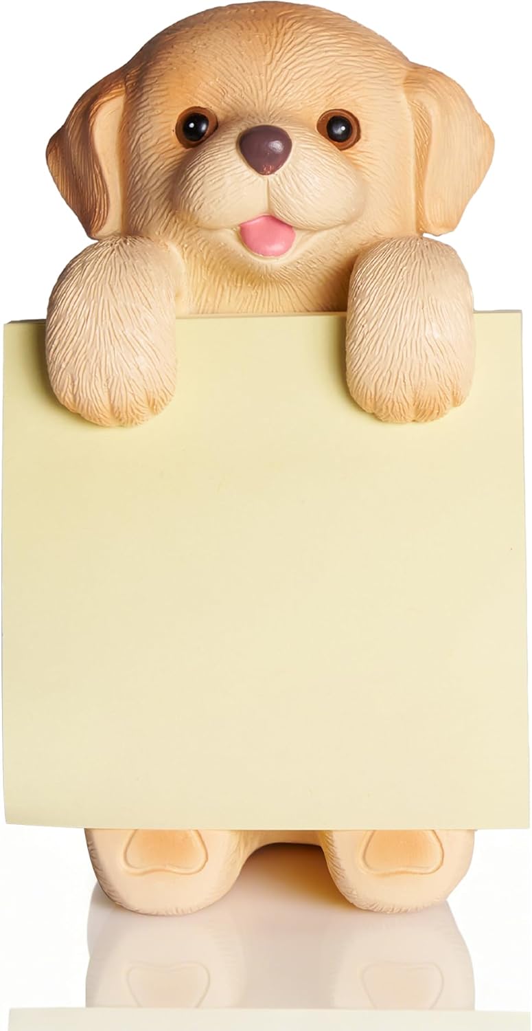 Highland Cow Pop-up Sticky Note Dispenser, Includes 1 Pad of 3x3 in Super Sticky Notes, 100 Sheets, Resin Cute Handmade Desk Holder for Office & Home-Beige
