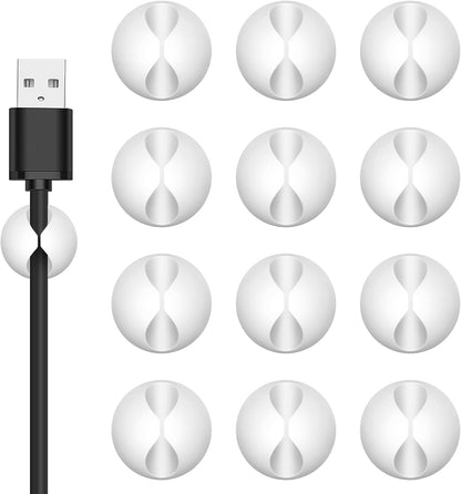 Flezoo Cord Holder Cable Holder, 12PCS Black Adhesive Cable Clips Cord Organizer Charger Holder Wire Management Keeper for Nightstand, Office, Desk or Mouse