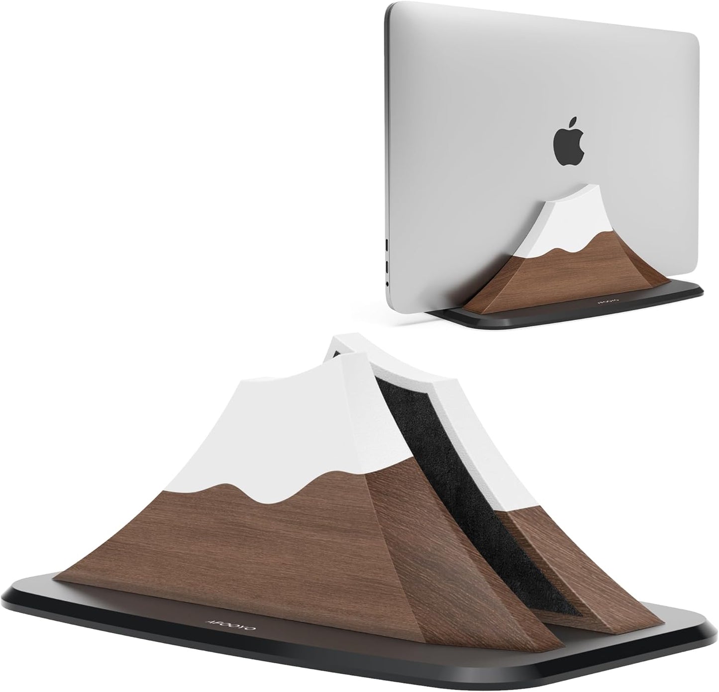 AFOOYO Vertical Dual Laptop Stand - Snow Peak-Shaped Wooden Adjustable Laptop Holder,2 Slots Desktop Dock Compatible with All MacBook, Surface,Chromebook,Dell & More(Beechwood)