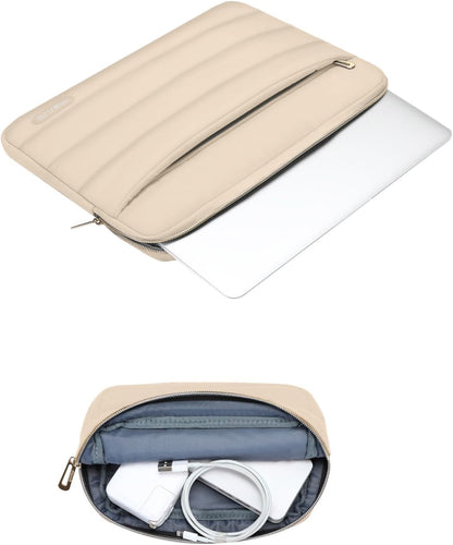 MOSISO Laptop Case 13.3 inch,13-13.3 inch Puffy Laptop Sleeve Compatible with MacBook Neo/Air 13.6 M5 M4 M3 M2 M1/Pro 13/14,HP Dell ASUS Lenovo,Polyester Horizontal Bag with Small Case, Sand