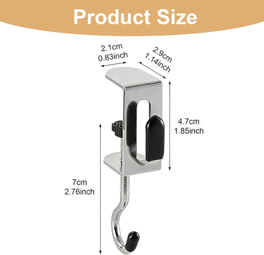 8PCS Desk Hook, Under Desk Handbag Hanger Purse Hook Holder for Table, Backpack Hanger Purse Holder for Desk Adjustable Can Hook Bags, Headphone Holder, Umbrellas, Cups and Keys