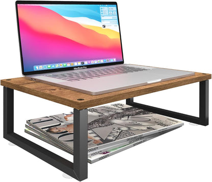 Simple Trending Wood Monitor Stand Riser with Drawer and Pen Holder, Desk Organizer for Home Office, Black