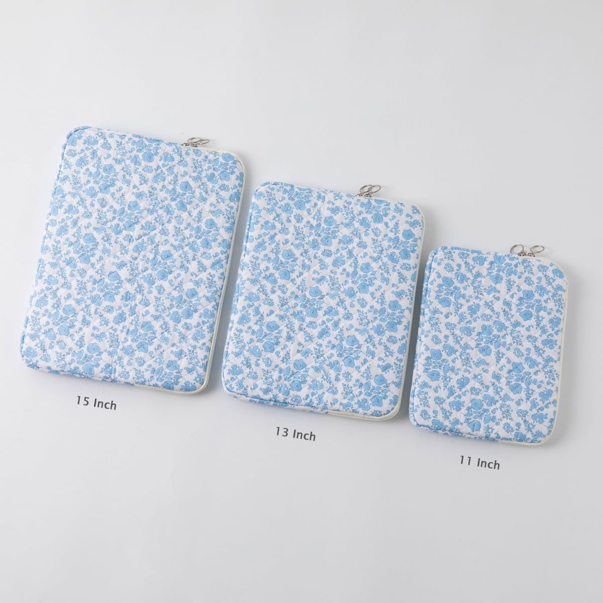 Puffy Laptop Sleeve 13 Inch Cute Quilted Laptop Protective Case Padded Floral Computer Sleeve for MacBook (A-Blue, 13 Inch)