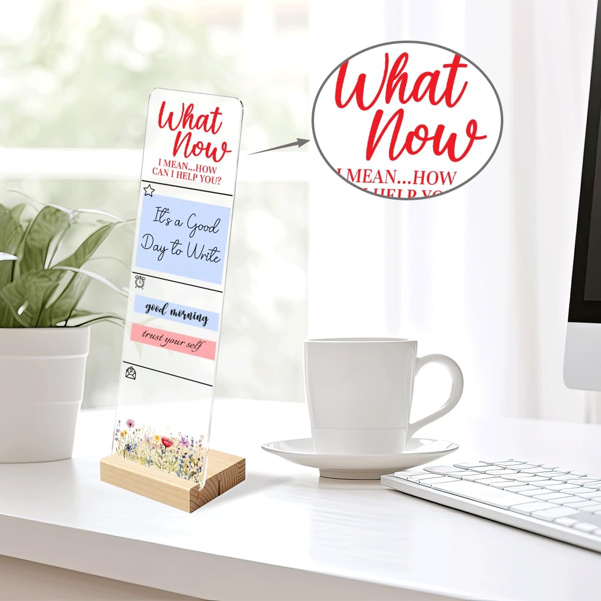 Sticky Note Holder Acrylic Monitor Memo Board Desk Organizers and Accessories Desk Decor Post It Note Holder with 200Pcs Sticky Notes Funny Sarcastic Office Positive Desk Sign