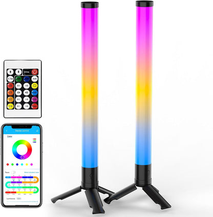 TJOY 360° Smart Light Bars, LED Game Desk Lights, TV Monitor Backlight with Music Sync, RGB Light Bar with Remote Control, Ambient Lighting for PC, Table, Gaming Room(White,Plastic Material)