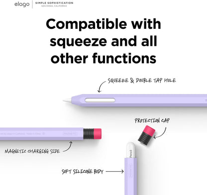 elago Compatible with Apple Pencil Pro Case & Apple Pencil 2nd Generation Case, Compatible with Magnetic Charging, Double Tap, Squeeze, Haptic (Must Read Installation Instructions) [Lovely Pink]