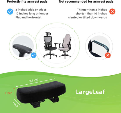 LargeLeaf Extra Thick 2 inches Chair with Memory Foam Armrest Pads 2-Piece Set (Black)