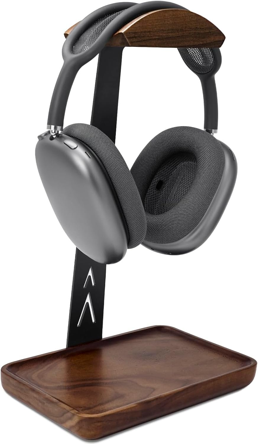 GEVO Headphone Stand, Walnut Wood Headset Stand with Storage Base, Gaming Equipment Accessories for Husband, Teens, Boyfriends, Brothers, and Gamers