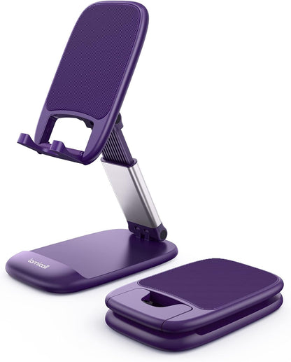 Lamicall Cell Phone Stand for Desk - [Height Adjustable] Foldable Mobile Phone Holder, Portable Stand for iPhone 17 16 15 14 13 12 11 Pro Max Plus Air, Galaxy S25, Office Gift, Telephone Accessories