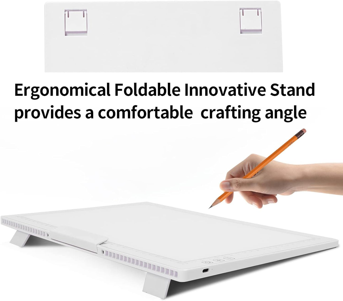 A4 Wireless LED Light Pad with Carry Bag, Innovative Stand and Top Clip, TOHETO Rechargeable Light Box Stepless Dimmable and 6 Levels Brightness Cordless Light Board for Tracing Weeding Vinyl (Black)