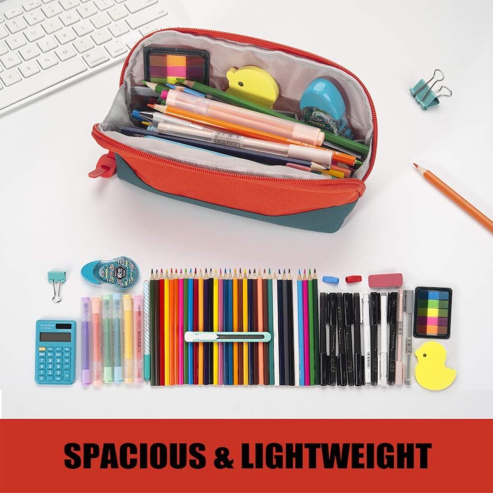 Sooez Wide-Opening Pencil Pen Case, Lightweight & Spacious Pencil Bag Pouch Box Organizer, Aesthetic Supply with Triangular Design for Adults, Grey