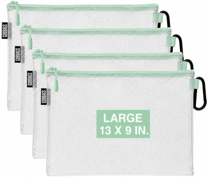 GOBAGS Air Production Multi‑Size Clear Zipper Pouch (4‑Pack) – Cable Organizer & Travel Gear Bag for Electronics, Camera Accessories, Tool Pouch & Small Tech Storage