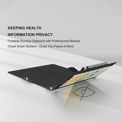 Foldable Nursing Clipboard with Storage - Portable & Compact Medical Clipboard for Nurses, Doctors, and Students - Includes Medical Reference Cheat Sheets and Pen Holder(Purple)