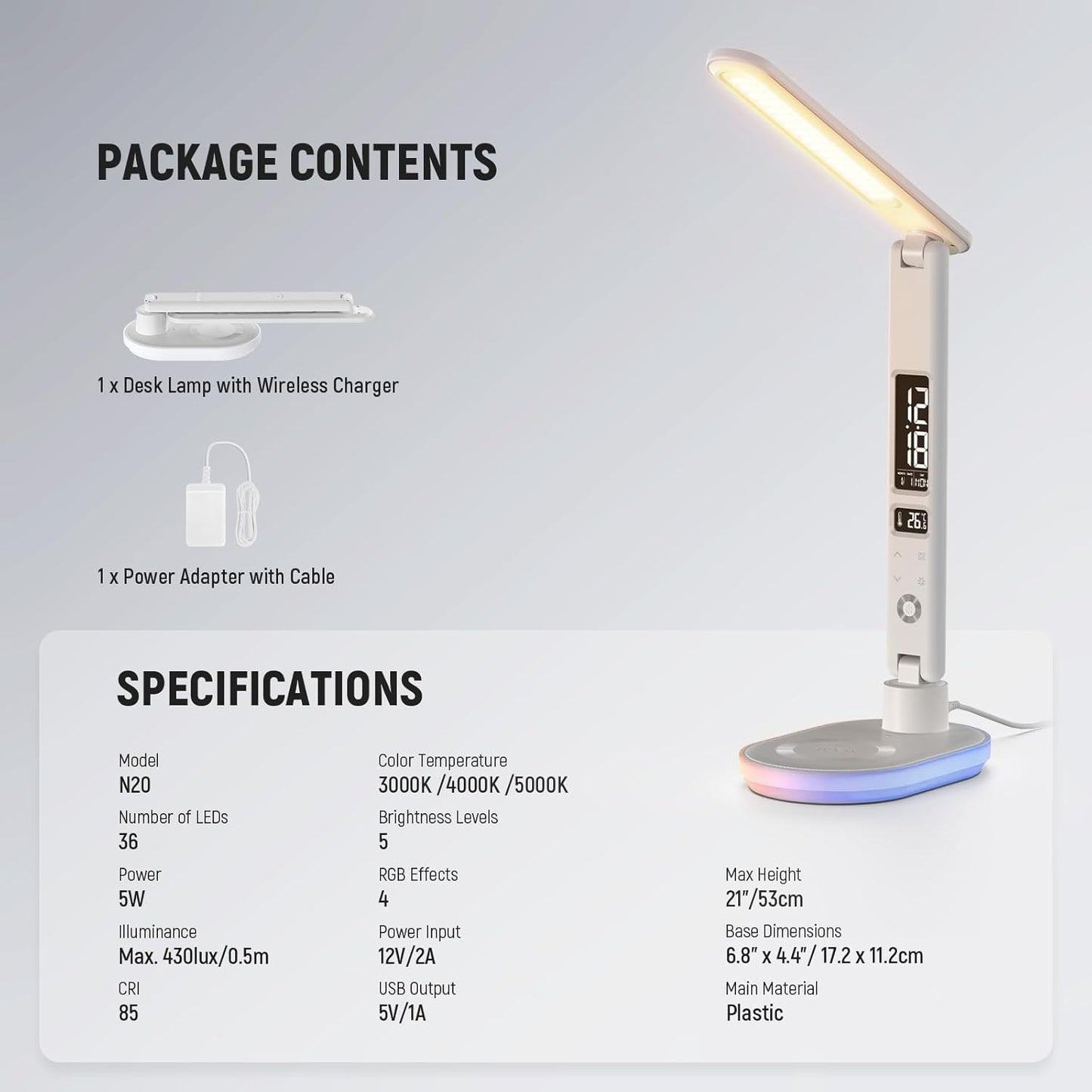 NEEWER Entry Level Version 32" LED Light with Clamp for Desk Home Office Dorm Designer Drafting, 20W Dual Computer Monitor Architect Lamp Bar, Flexible Overhead 2200lux/Remote/5 Modes CRI80+, N21