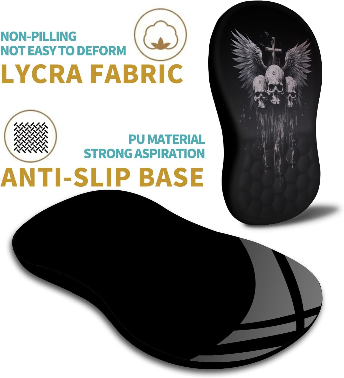 Hokafenle Ergonomic Mouse Pad Wrist Support with Massage Design, Wrist Rest Pain Relief Mousepad with Memory Foam&Non-Slip PU Base, Mouse Pads for Wireless Mouse & Desk (12x8 inch,Black)