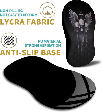 Hokafenle Ergonomic Mouse Pad Wrist Support with Massage Design, Wrist Rest Pain Relief Mousepad with Memory Foam&Non-Slip PU Base, Mouse Pads for Wireless Mouse & Desk (12x8 inch,Black)