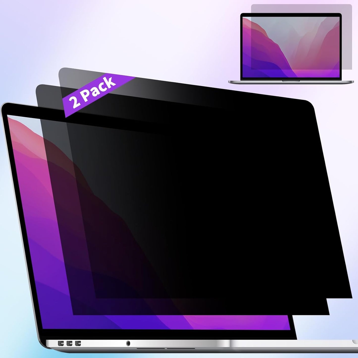 2-Pack Privacy Screen Compatible with MacBook Air 13 Inch (2018, 2019, 2020, 2021, M1), Matte Laptop Privacy Screen Anti Glare Blue Light Filter for Mac 13In