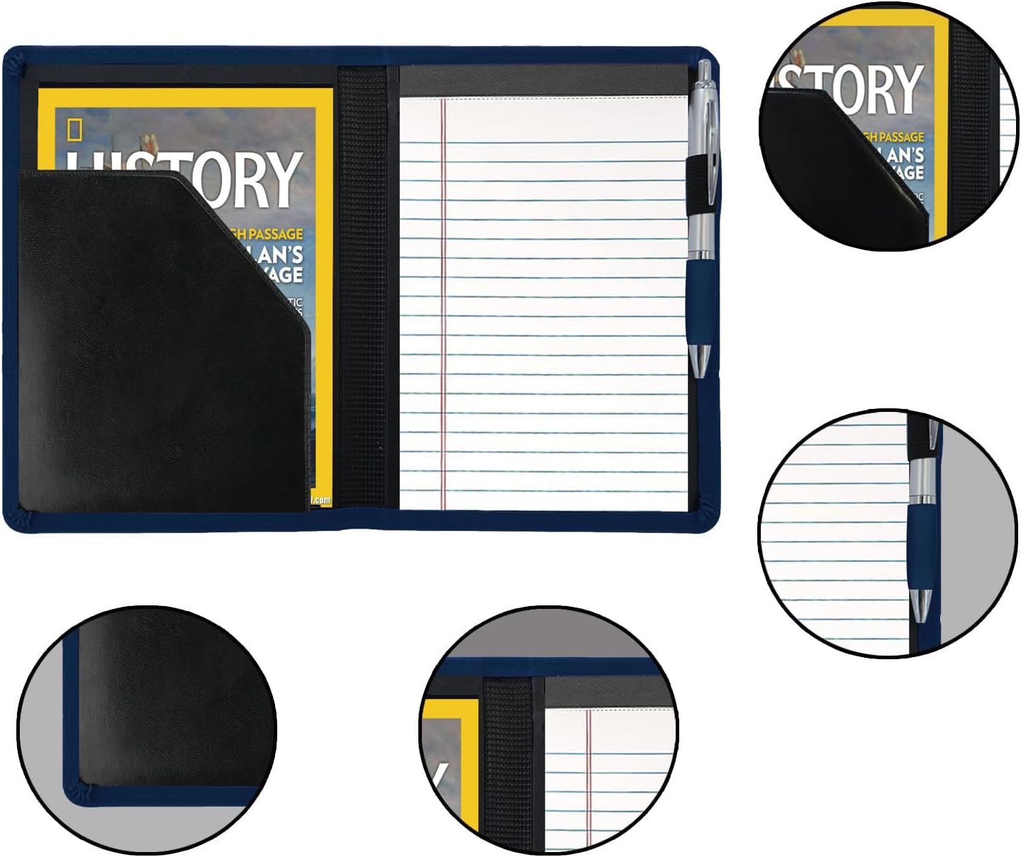 Padfolio/Portfolio Binder, Mini Padfolio Portfolio Binder 5 x 8 Legal Writing Pad, A5 Document Organizer Folder for Men Women, Black