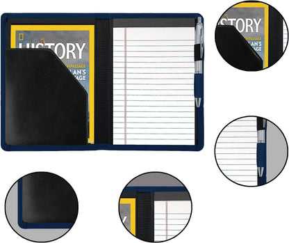 Padfolio/Portfolio Binder, Mini Padfolio Portfolio Binder 5 x 8 Legal Writing Pad, A5 Document Organizer Folder for Men Women, Black