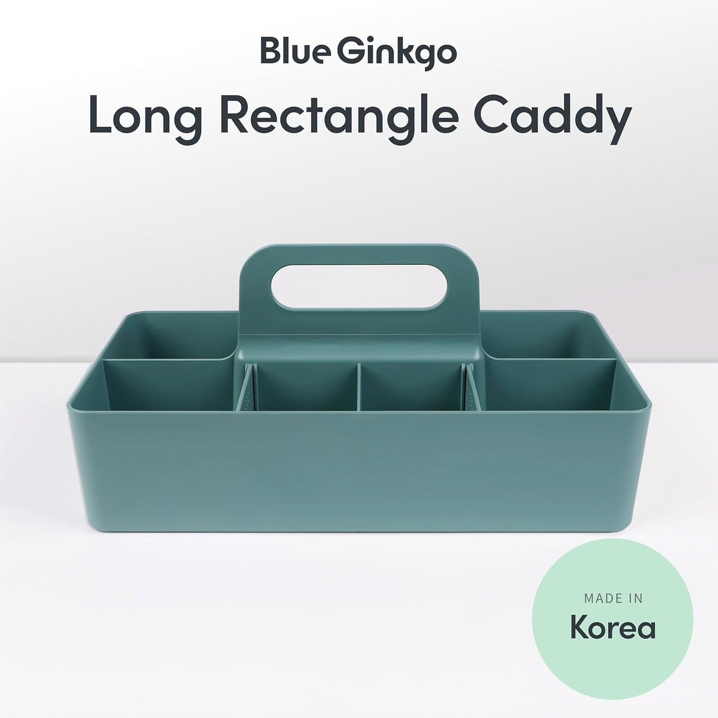 BLUE GINKGO Stackable Organizer Caddy – Korean-Made Portable Tote for Bathroom, Office, Crafts, or School Supplies (Rectangle, White)