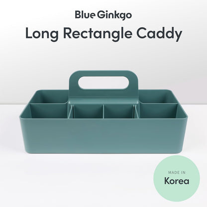 BLUE GINKGO Stackable Organizer Caddy – Korean-Made Portable Tote for Bathroom, Office, Crafts, or School Supplies (Rectangle, White)