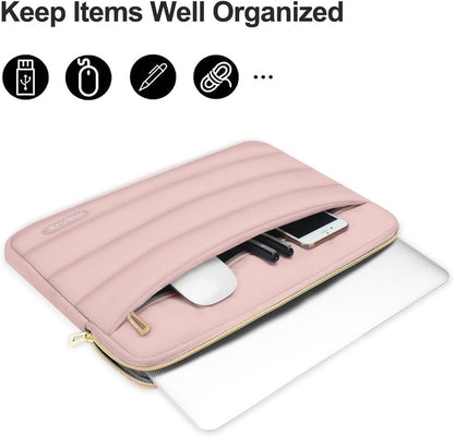 MOSISO Laptop Case 13.3 inch,13-13.3 inch Puffy Laptop Sleeve Compatible with MacBook Neo/Air 13.6 M5 M4 M3 M2 M1/Pro 13/14,HP Dell ASUS Lenovo,Polyester Horizontal Bag with Small Case, Sand
