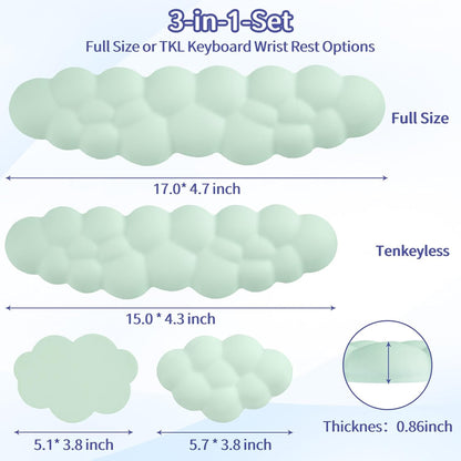 Sushret Cloud Wrist Rest Keyboard, Cloud Keyboard Wrist Pad Set with PU Leather Memory Foam, Cute Arm Rest for Palm Support, PC/Gaming Desk Accessories/Office Setup/Computer Hand Cushion - White