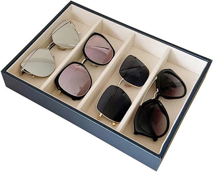 Premium Quality Sunglasses Tray Organizer Display PU Leather Exterior Soft Velvet Liner
