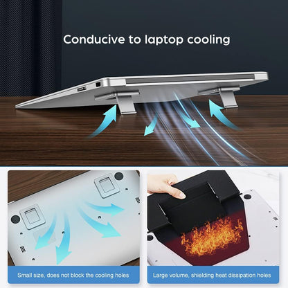OATSBASF Mini Laptop Stand, Retractable Computer Stand, Portable Notebook Holder, Foldable Invisible Design Cooling Office Universal Non Slip, for MacBook Pro Air iPad Pro Air Surface Tablets (Silver)