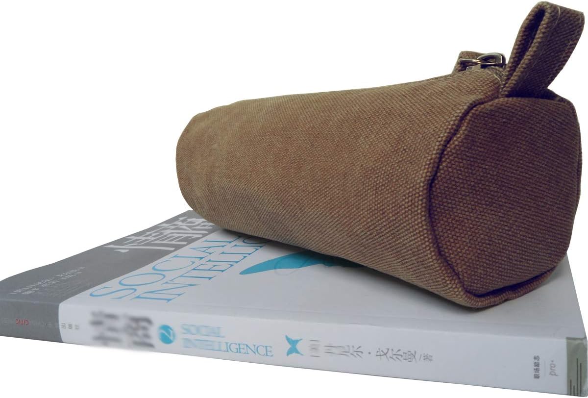 Heavy Canvas Stationery Portable Compact Simple Zipper Pencil Case and Durable Small Medicine Bag 1 Pack Khaki