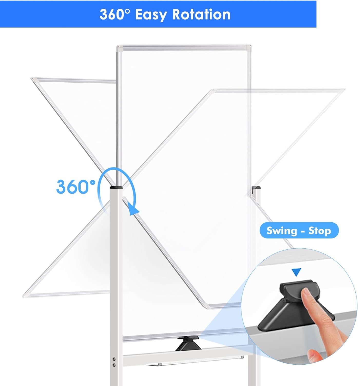 maxtek Magnetic Mobile White Board, 40 x 24 Double Sided Dry Erase Board Rolling Whiteboard, Aluminum Frame Standing Whiteboard on Wheels for Home Office Classroom (40 x 24 Black)