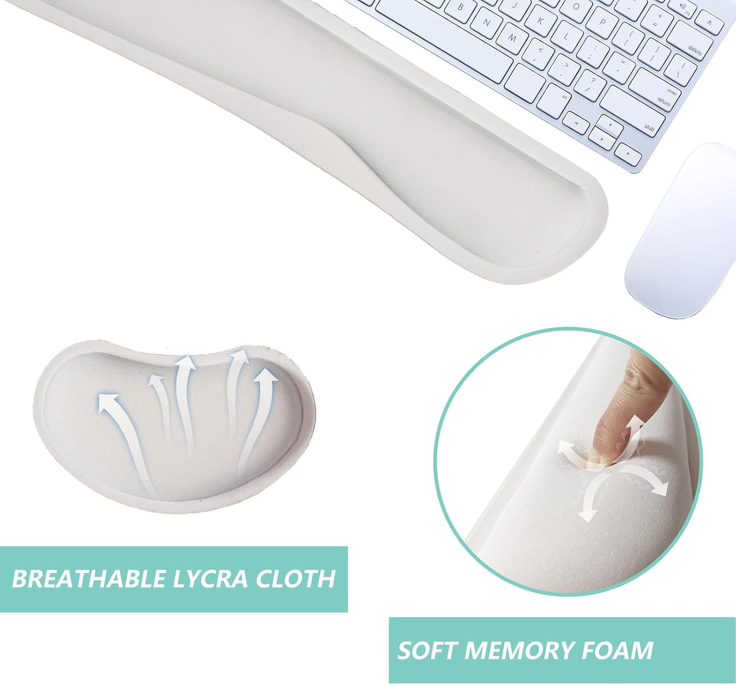 Keyboard Wrist Rest Mouse Wrist Support Set, Memory Foam Wrist Rest Pad for Computer Laptop Keyboard Mouse, Ergonomic Wrist Cushion Support for Typing Pain Relief, Gaming Home Office, Flowers Grass