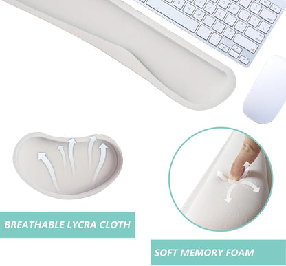 Keyboard Wrist Rest Mouse Wrist Support Set, Memory Foam Wrist Rest Pad for Computer Laptop Keyboard Mouse, Ergonomic Wrist Cushion Support for Typing Pain Relief, Gaming Home Office, Flowers Grass
