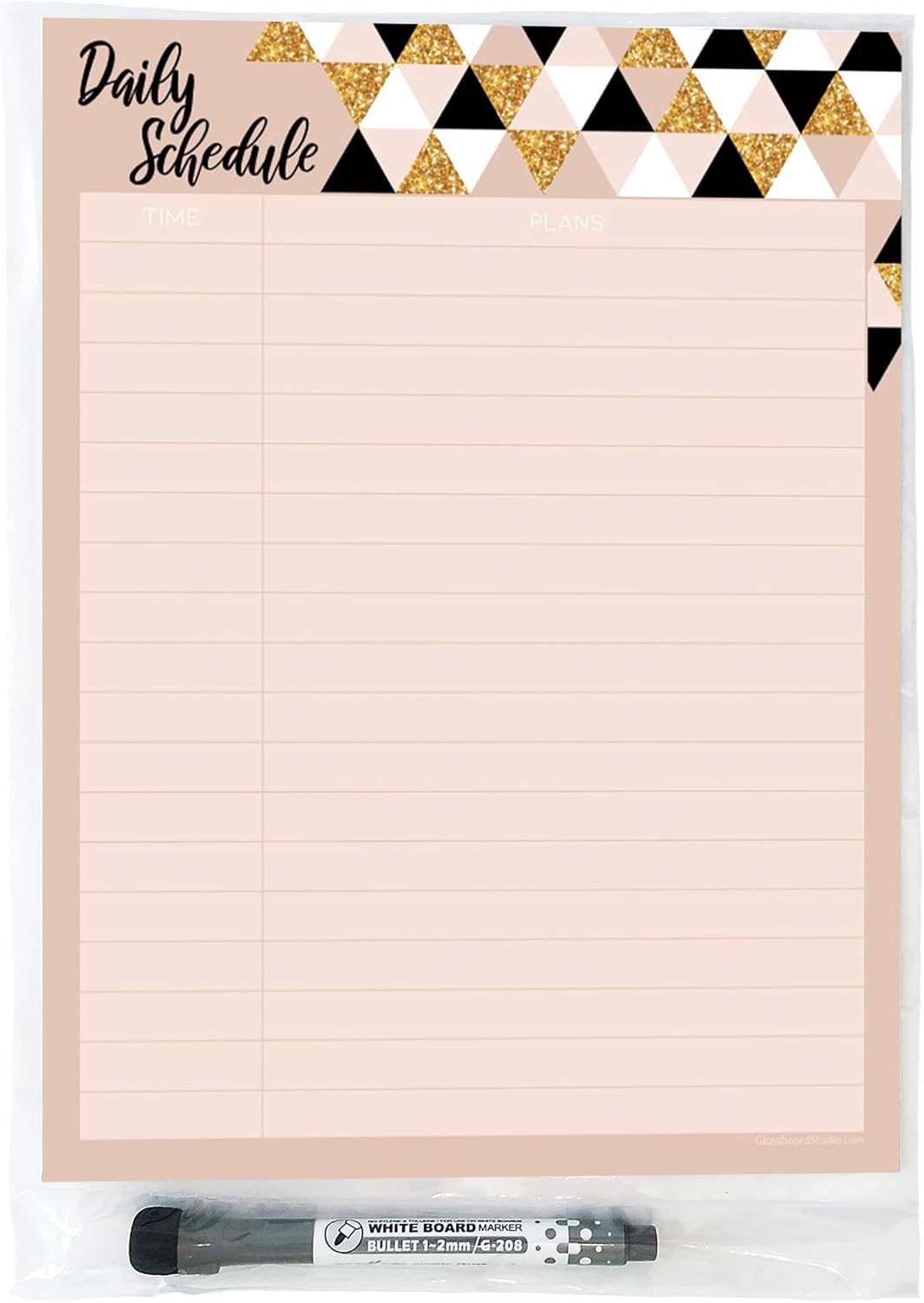 Dry Erase Daily Schedule Planner Sticker Decal by Glassboard Studio | Removable & Reusable | Magnetic Fine-Tip Marker Included (9 x 12 inches, White)