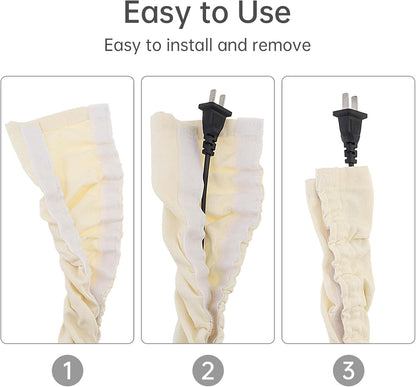 RTNLIT 4 Feet Fabric Cord Cover, Chandelier Chain Cable Sleeve for Lighting Wires, Swing Chains Decorative, Cables Management & Hider (Beige, Pack of 2)