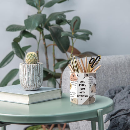 Pen Holder, Pencil Holder for Desk, Marble Desk Organizer Cute, Durable Ceramic Pencil Cup, Decorative Makeup Brush Holder Cup, Stationery Holder for Office, Home, Gray Marble