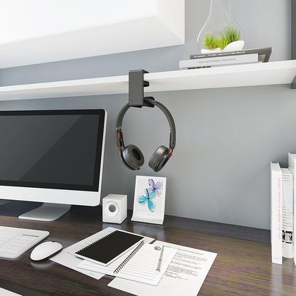 3in1 Rotating Headphone Holder - EURPMASK 3in1 PC Gaming Headset Holder w/Detachable Controller Holder, Adjustable Clamp-on Headset Stand,Headphone Hanger Hook Under Desk w/Cable Clip Organizer,Black