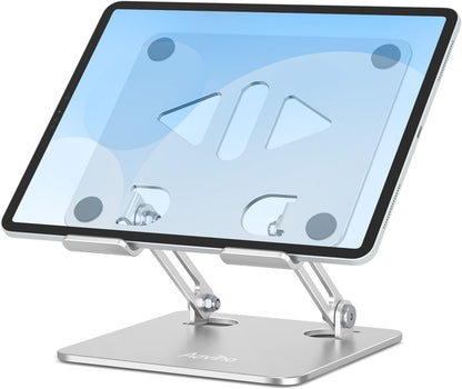 Aoviho Tablet Stand Holder for Desk, Adjustable Aluminum Desk Accessories, Stable Desktop Stand for Office Home,Compatible with iPad Pro Air Mini, Samsung Tablets, Rose Gold