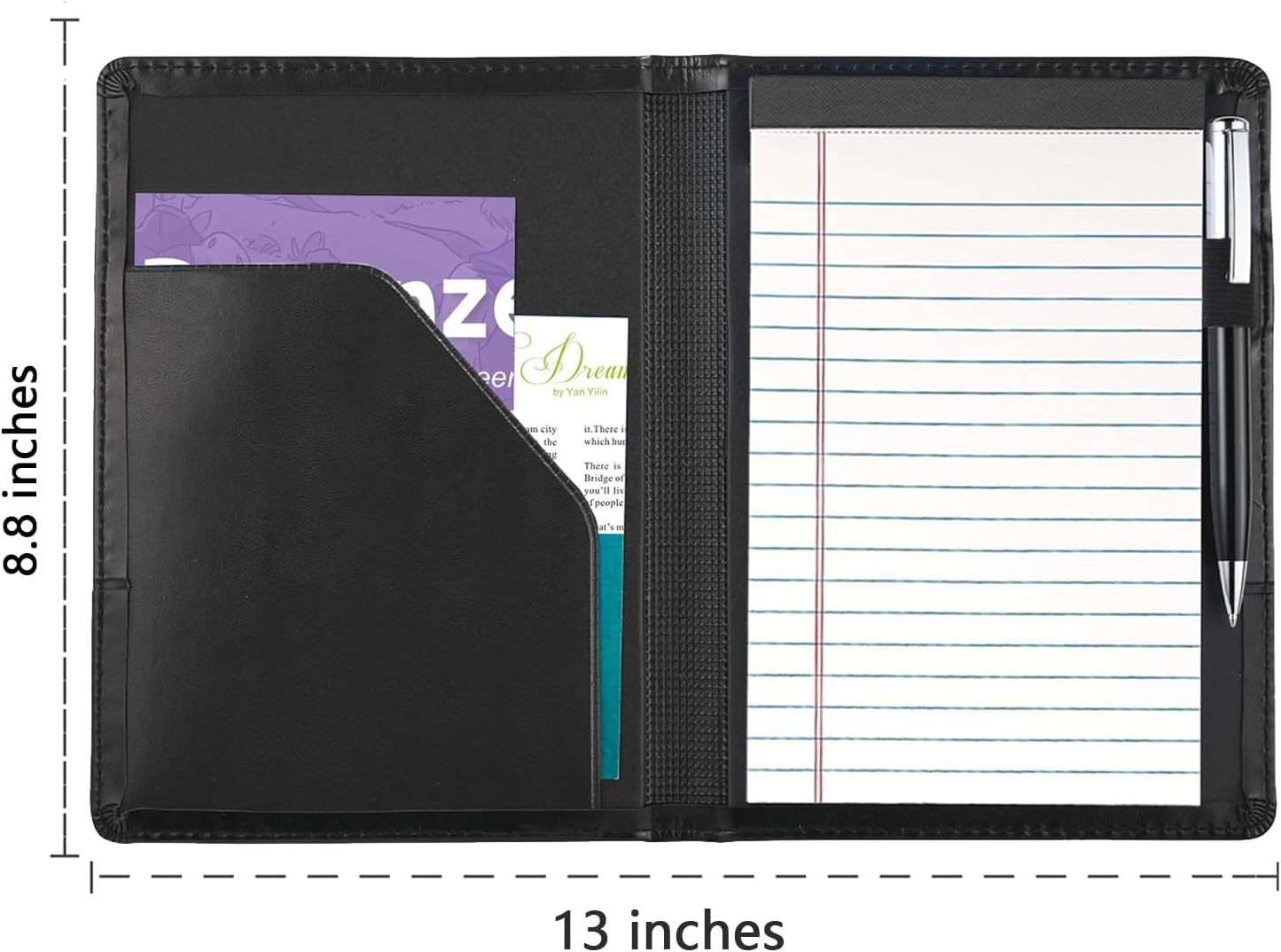 Padfolio/Portfolio Binder, Mini Padfolio Portfolio Binder 5 x 8 Legal Writing Pad, A5 Document Organizer Folder for Men Women, Black