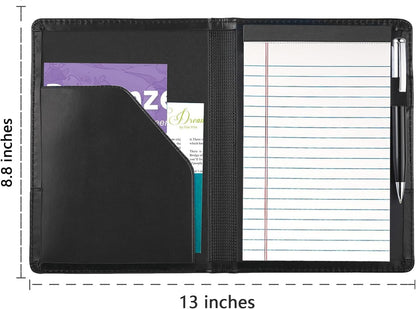 Padfolio/Portfolio Binder, Mini Padfolio Portfolio Binder 5 x 8 Legal Writing Pad, A5 Document Organizer Folder for Men Women, Black