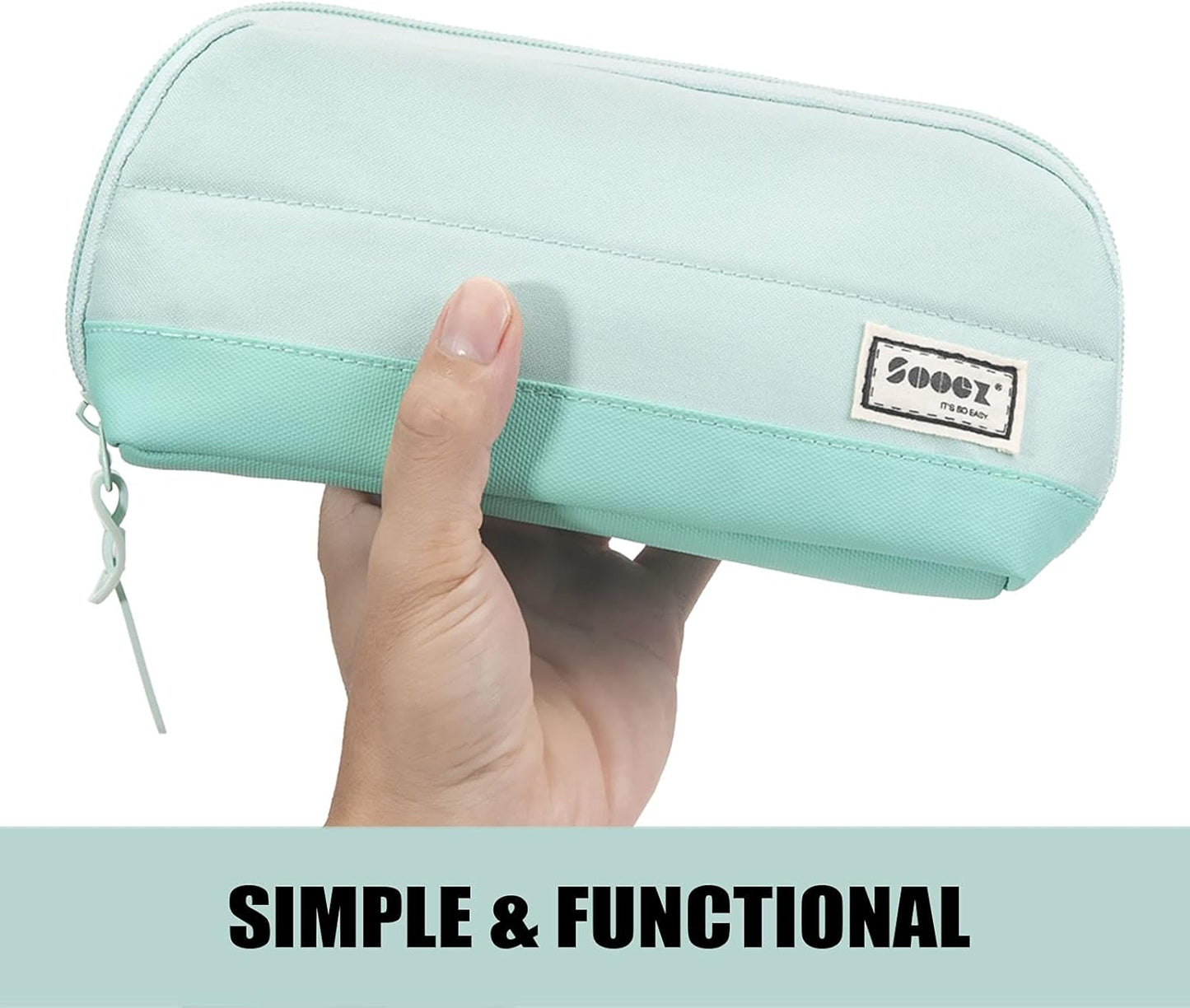 Sooez Wide-Opening Pencil Pen Case, Lightweight & Spacious Pencil Bag Pouch Box Organizer, Aesthetic Supply with Triangular Design for Adults, Grey