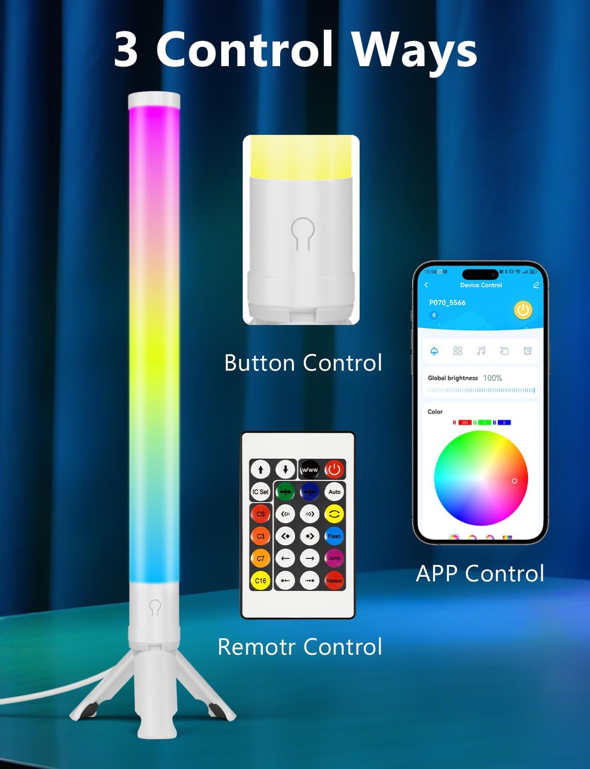 DAYBETTER 360° Smart LED Light Bars, RGB Light Bars with 16 Million Colors, Smart Gaming Lights with Music Sync and Scene Modes, 3 Modes Control, Mood Lighting, Gaming Light Bar for Room, TV, Monitor